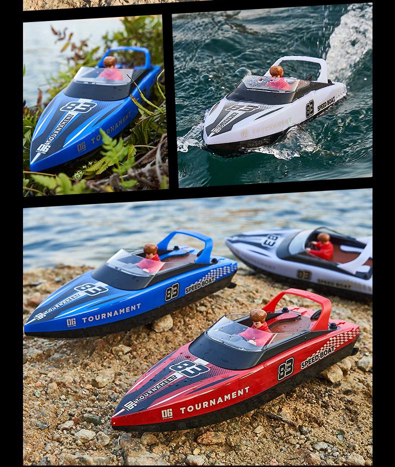 HJ821 High-Speed Remote Control Speedboat Toy: Water-Resistant, High Power, LED Lights