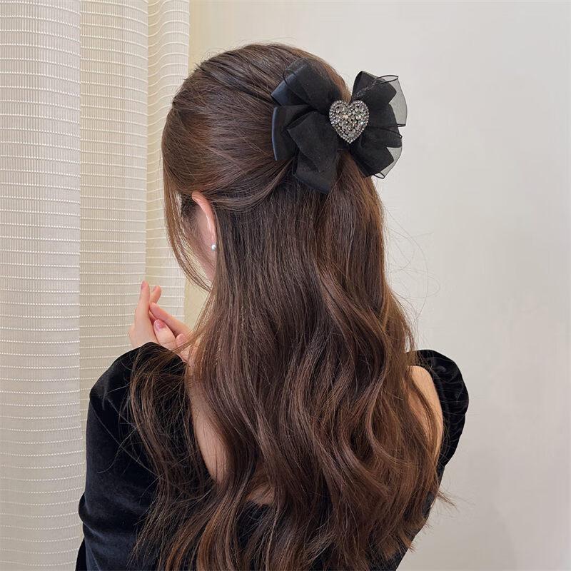 CHIMERA Bun Hair Clip, French Bow Barrette, Half-Up Hairpin, Hair Accessory, Black