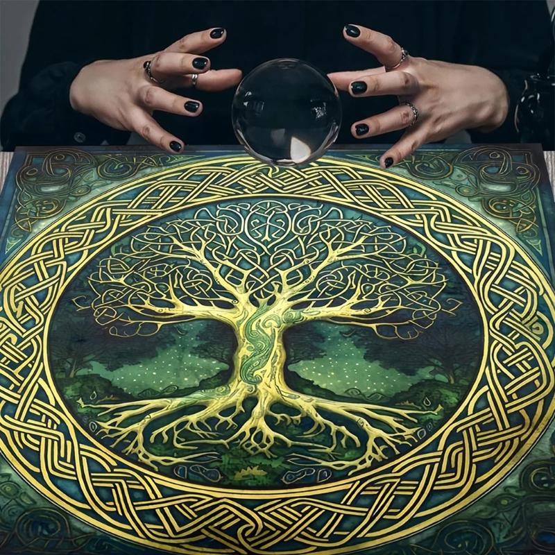 Square Divinations Tapestry Tree Pattern Astrology Tablecloth Tarot Tablecloth Table Cloth Witchcrafts Supplies