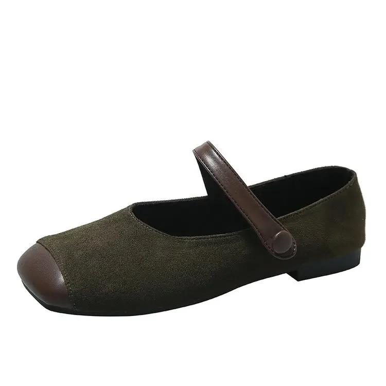 

Женские бархатные туфли на плоской подошве с квадратным носком, мягкие балетки, женские повседневные балетки, классические женские туфли 35 зелёный