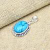 Blue Turquoise Gemstone Handmade 925 Sterling Silver Jewelry Pendant Gift For Grandma