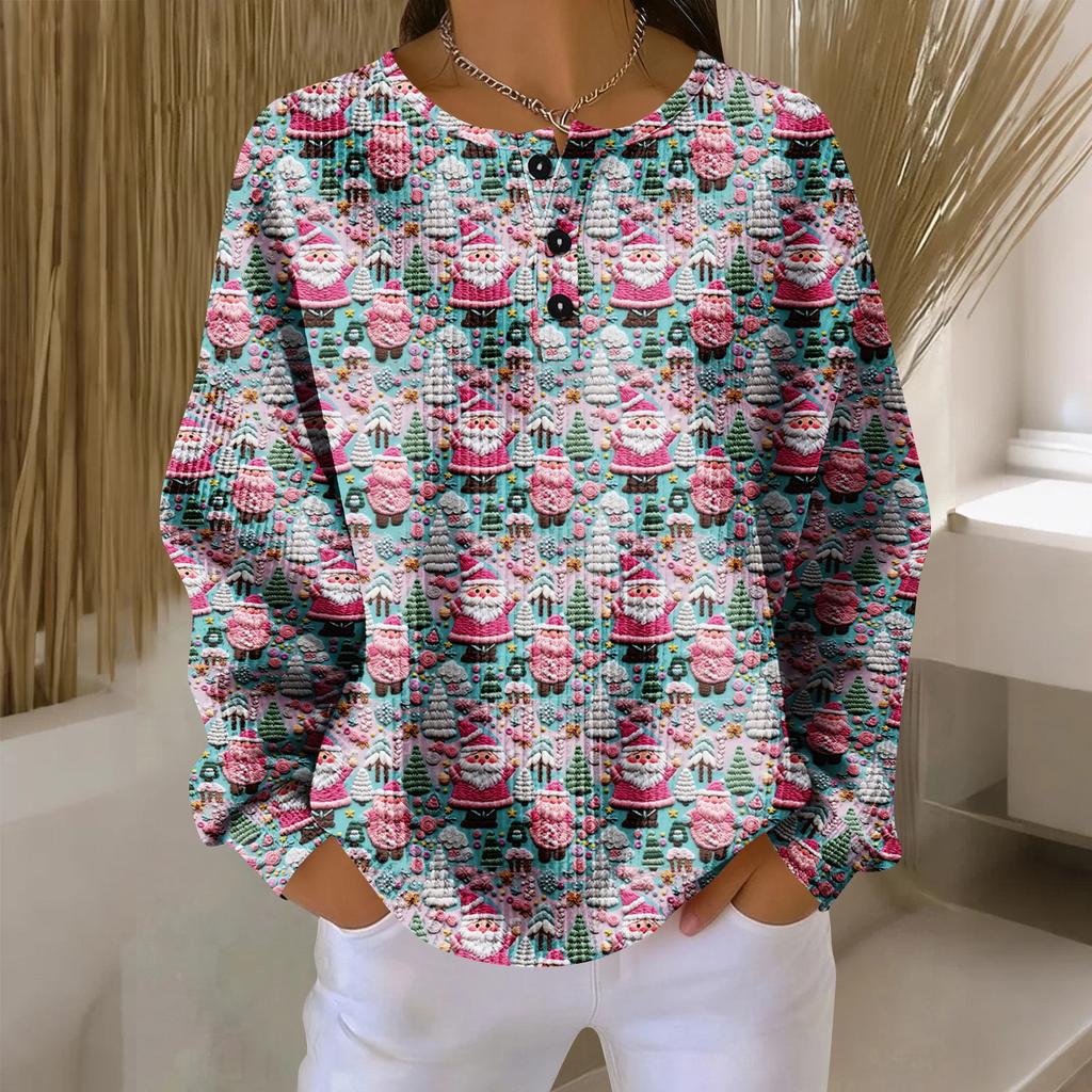 Women's Casual Shirts Long Sleeve Tops Button Up V Neck Loose Knit Fall Favorites For Women
