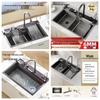 Lavello da Cucina a Vasca Singola Grande da 6MM con Display Digitale, Doccetta Integrata e Design Embossato a Nido d'Ape Nano in Acciaio Inossidabile 304