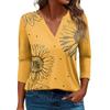 Women's T Shirt Tee Printed 3/4 Sleeve Daily Weekend Fashion Basic V Neck Regular Top