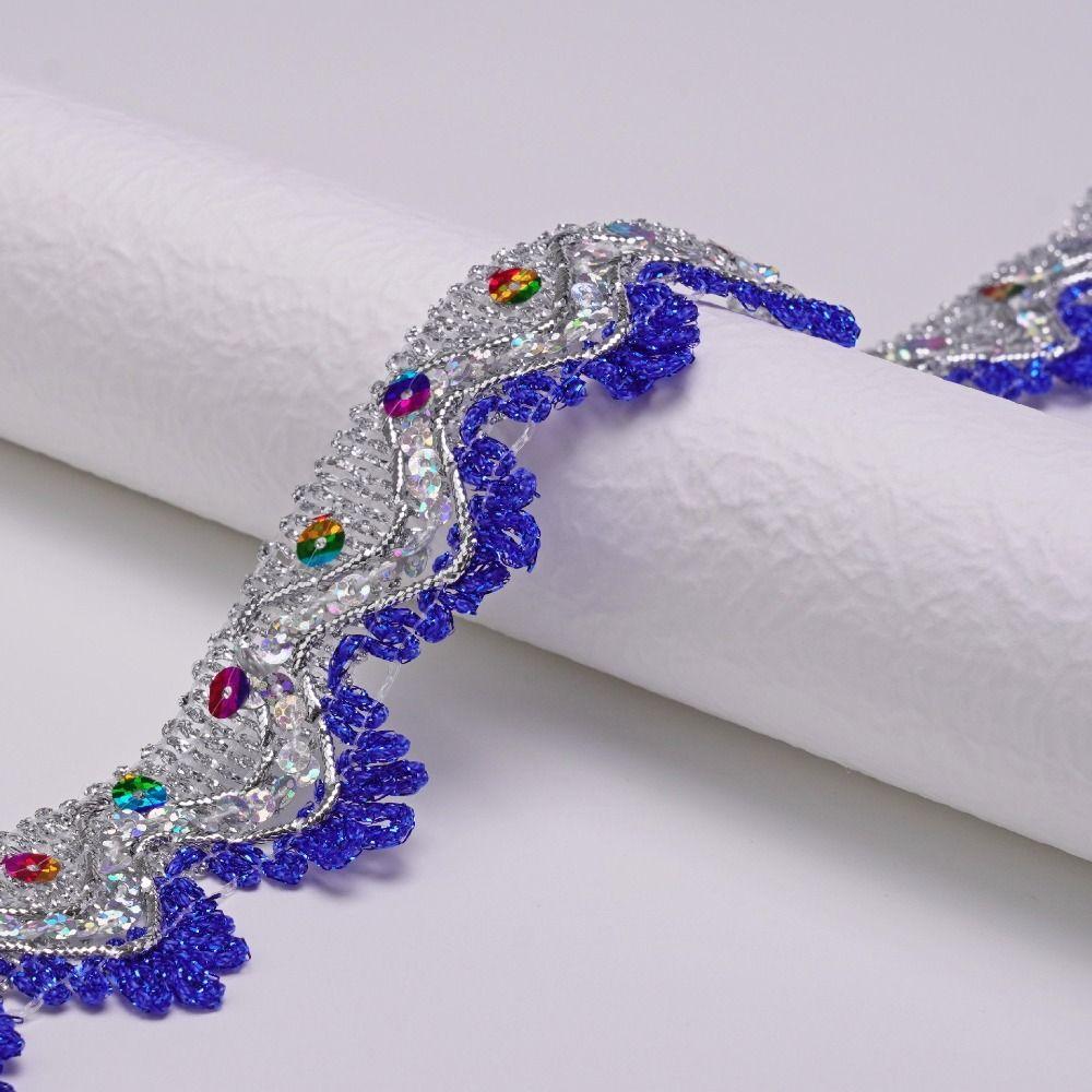 35mm Width Sequin Lace Trim Golden Silver Sewing Braided Lace Lace Trim Ribbon  For Dress Making