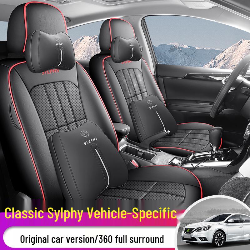 Classic Sylphy Leather Car Seat Cushion - Full Coverage All-Season Universal Cover