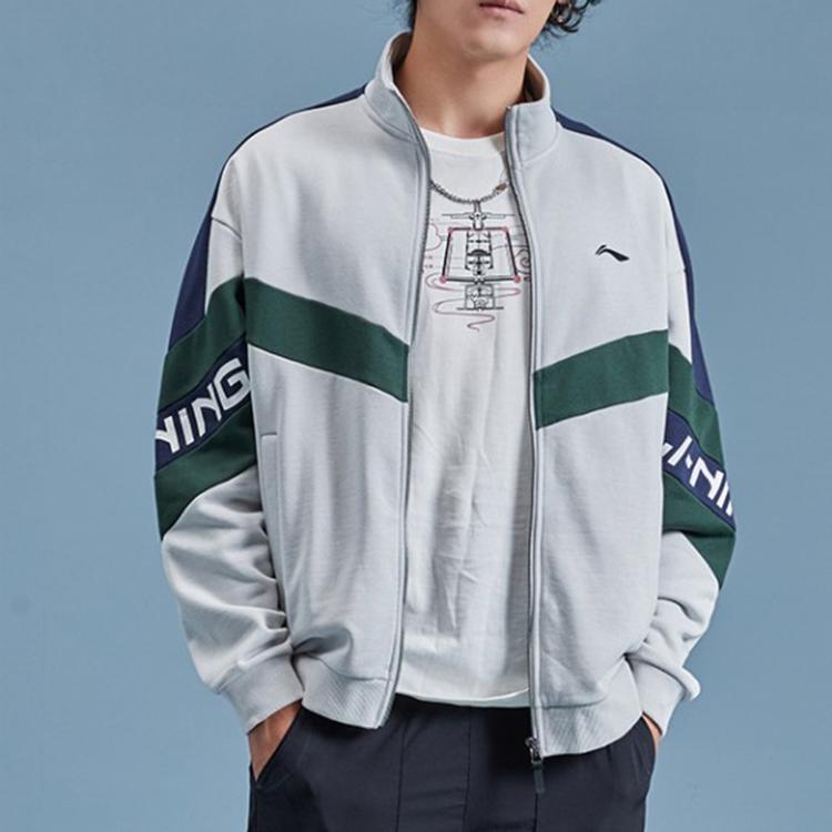 Li Ning Sports Fashion Series Casual Fleece Stand Collar Sports Jacket Unisex Jackets Micro-Crystal-Gray AWDPA41-13