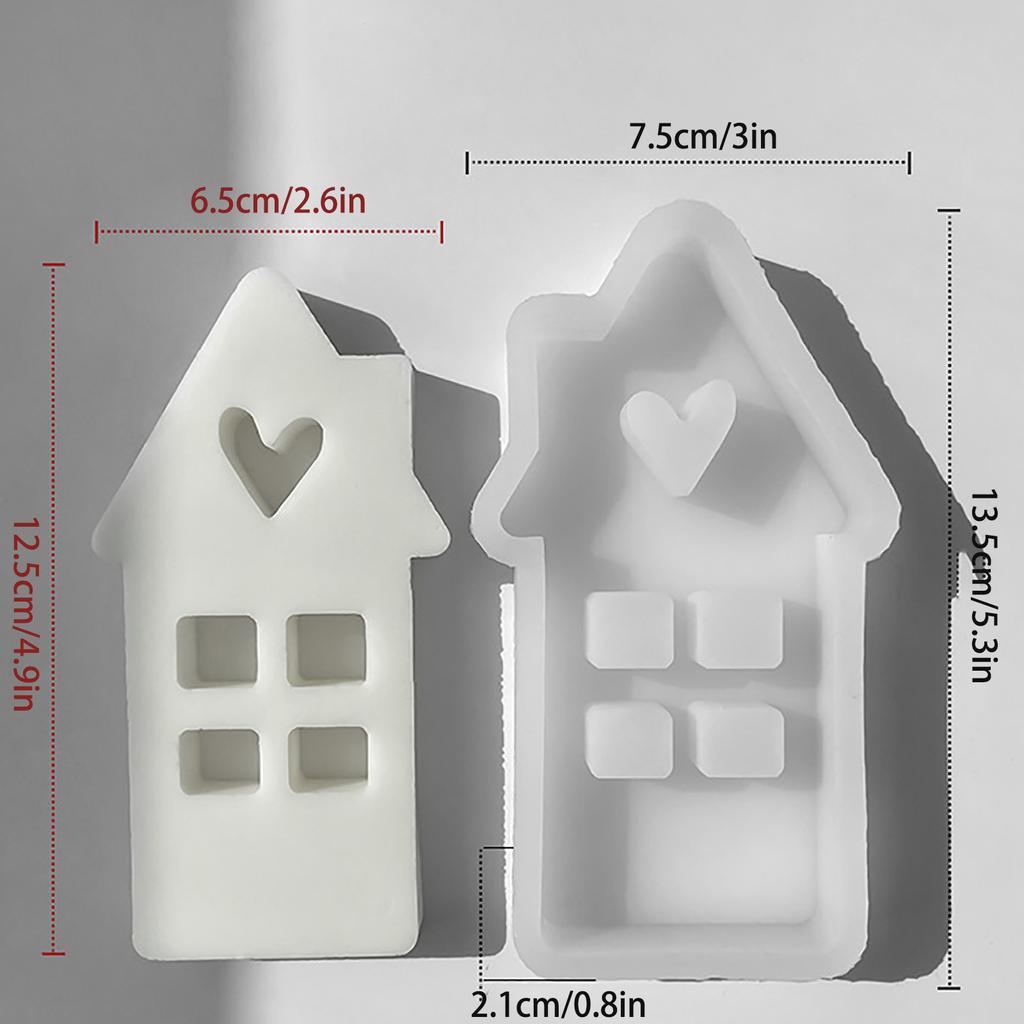 Heart House Silicone Mold for Candle Making Gypsum Silicone Mould Concrete Casting Aromatherapy Candle Resin Mold Clay