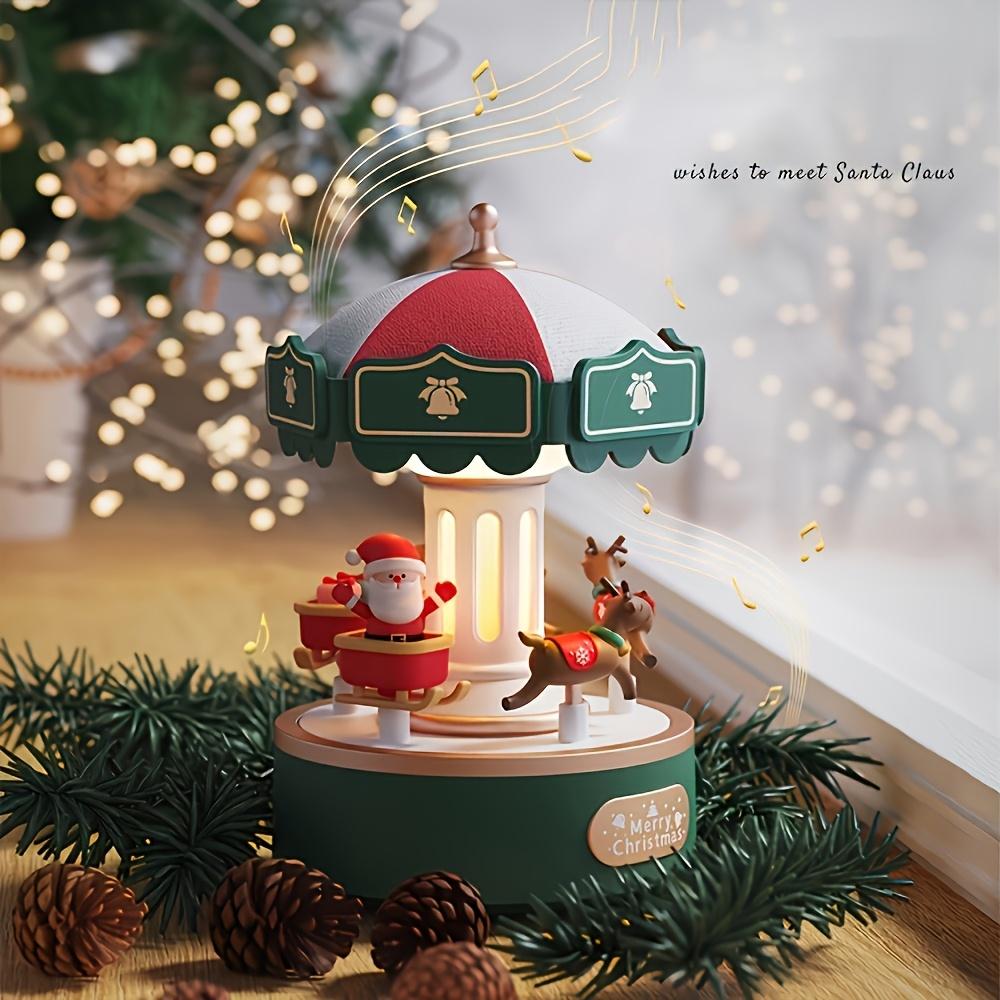 Dönen Atlıkarınca LED Gece Lambalı Noel Baba Müzik Kutusu, USB Güçlü Döndürücü, Sevgililer Günü Hediyesi Noel Ağacı İçin, Işıklı Noel Süsleri
