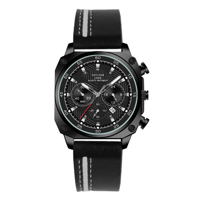 Square Men's Sport Men's Quartz Watch Casual Men's Watch Military Watch Multi-Dial Watch Business Watch Leather Watch