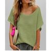 Fashion Casual Crew Neck Solid Color Knitted Sweater Loose Short Sleeve Women's Top