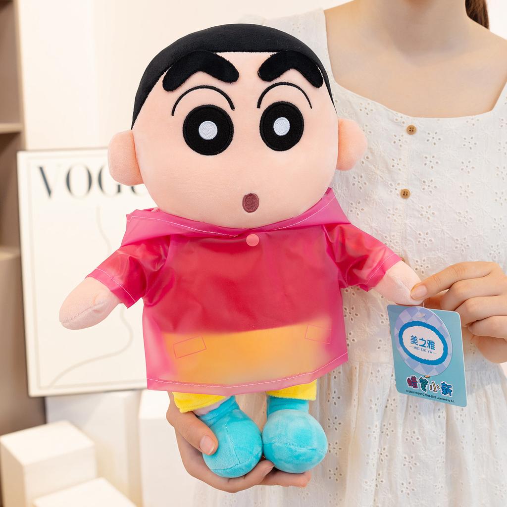 Original Crayon Shin Chan Plushies With Raincoat Soft Cuddly Japanese Style Anime Kawaii Doll Xmas Gifts Girl