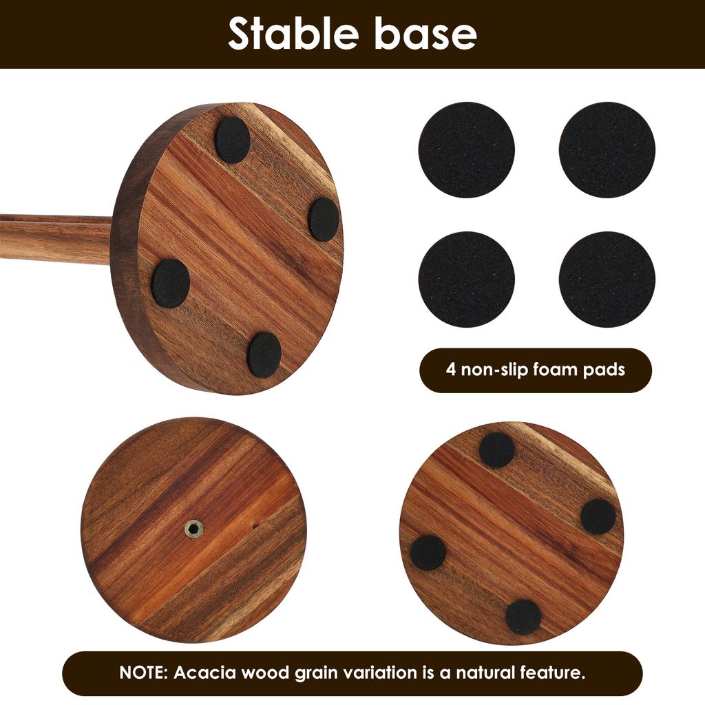 Wooden Paper Towel Holder Standing Kitchen Paper Roll Holder with Non Slip Foam Pad Bathroom Countertop Roll Paper Storage Rack