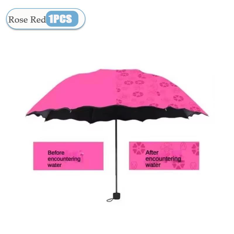 Water Blossom Umbrella Magic Folding Umbrella with Rainwater Pattern Windproof Sunshade Umbrella Outdoor UV Protection Umbrella