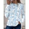 Women's Casual T-shirt 3D Printed  Flower Print Round Neck Retro Elegant Long Sleeves Women's Fashion Pullover Long Sleeve Tops