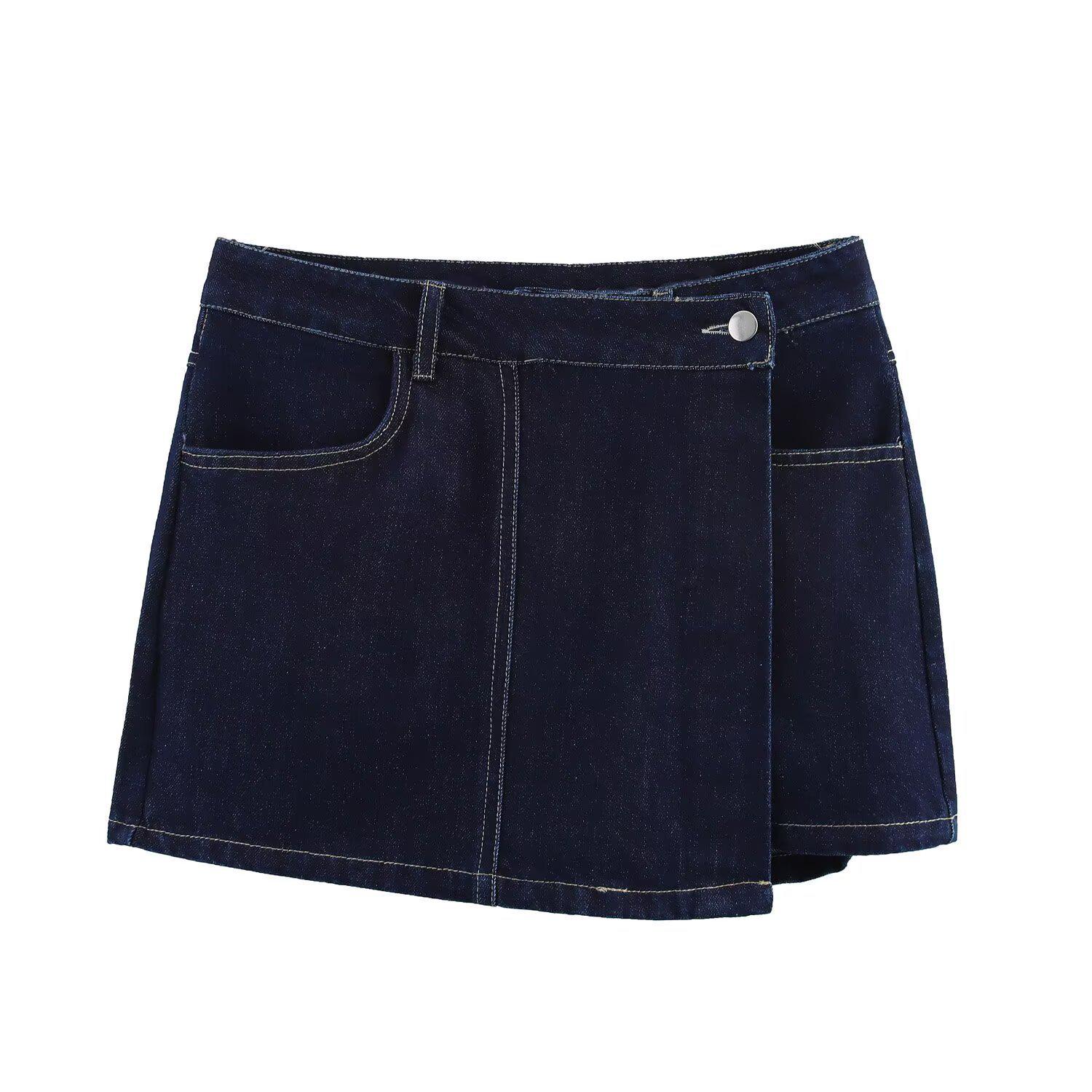 

TAOP&ZA Весенне-летняя женская модная джинсовая укороченная рубашка и юбка миди L