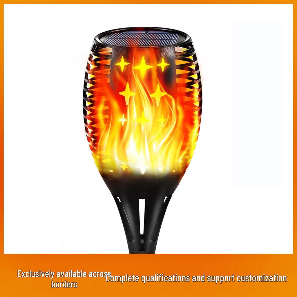 Solar RGB Flame Light, Waterproof Outdoor Lawn Lamp with 96 LED and 20 LED Options