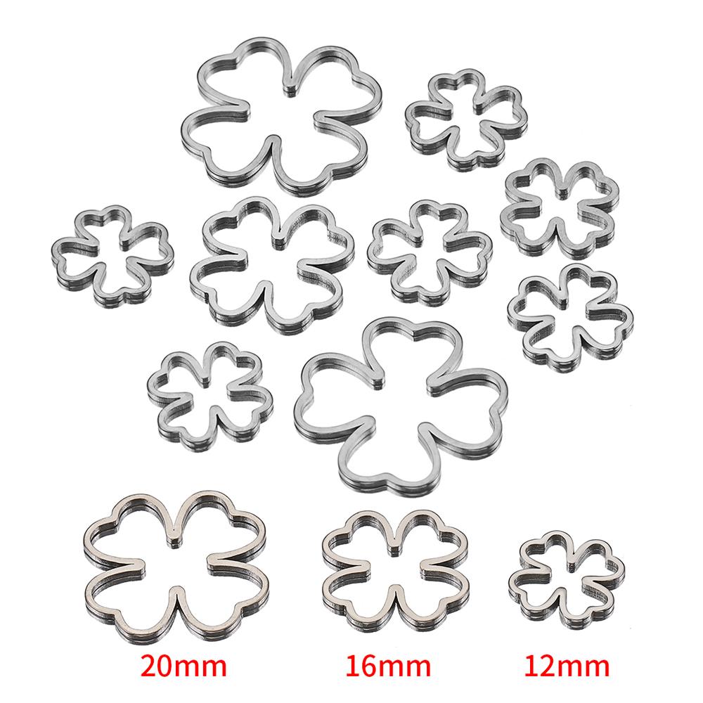 

20pcs Stainless Steel Pendants Four Leaf Clover Charms Hollow Bezels for Resin Frame Mold Jewelry Making DIY Handmade Craft 12mm