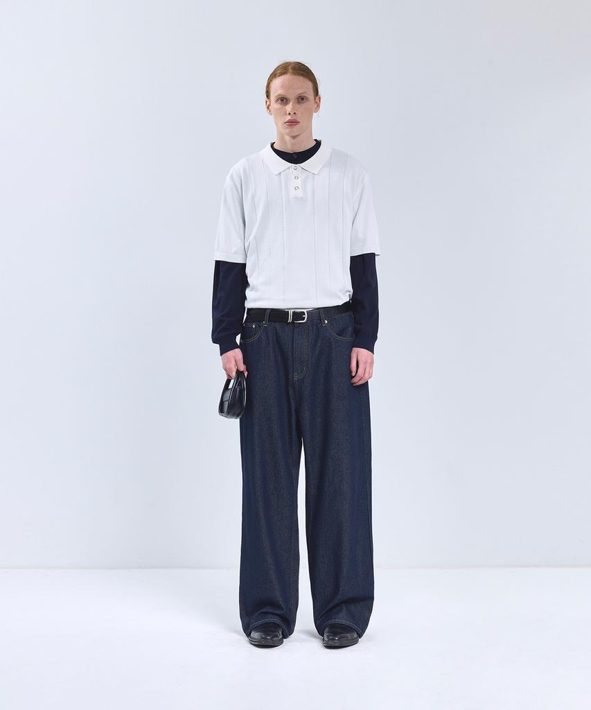 IRONYPORNO WHITELINE 86-Iro354 Multi-Stripe Snap Collar Short Sleeve Knit White