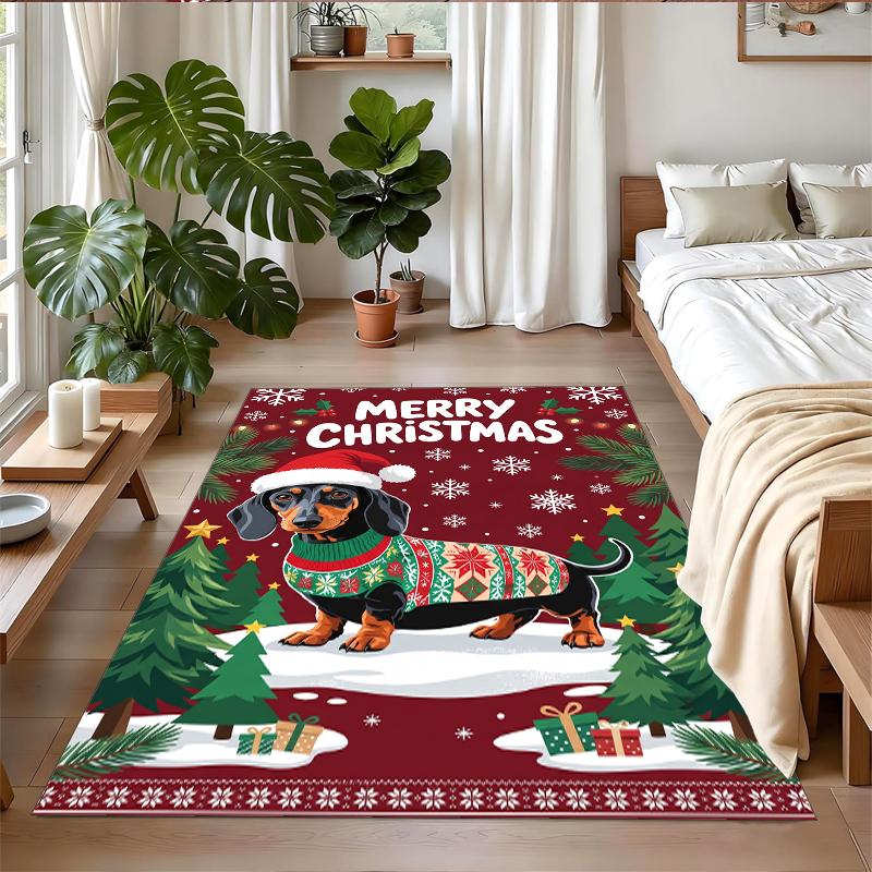 Tapis Carré Imprimé Noël Tapis de Sol Doux Antidérapant Pour Chambre à Coucher Cadeau de Fête