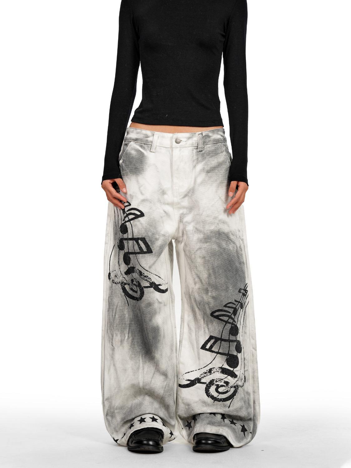 Women s Winter Washed Mud Dye Splatter Silhouette Cargo Jeans L