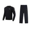 Li Ning Striped Brand Logo Round Neck Long Sleeve Versatile Sports Suit Men Tracksuit Black AKLUA73-4+AWDU915-1
