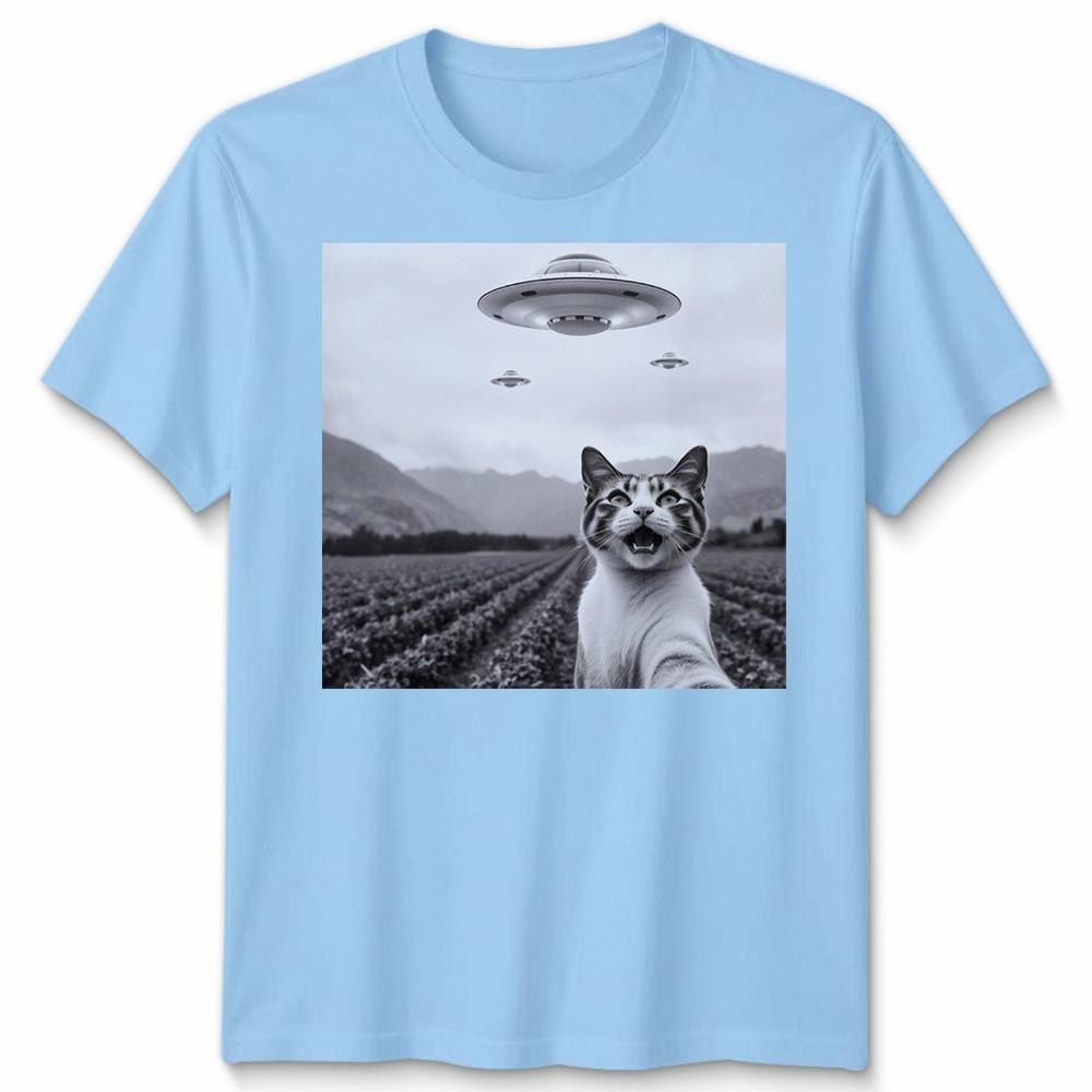Cat Selfie Alien Ufo Graphic Shirt Unisexs Unisexs Kids Feline Science Fiction S