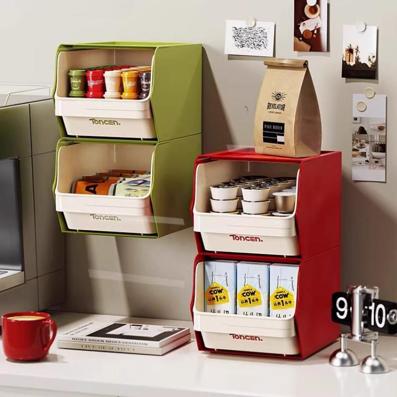 Office Desktop Storage Box Organizer Kitchen Clear Drawer Tea Bag Storage Container Capsule Coffee Instant Milk Tea Storage Rack
