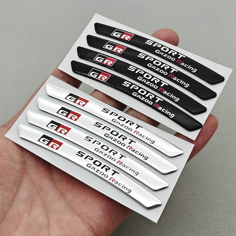 4Pcs Aluminum Car Logo GR Sport Wheel Rim Stickers Badge Emblem For Toyota Gazoo Racing Camry RAV4 Corolla Prado YARiS Hilux