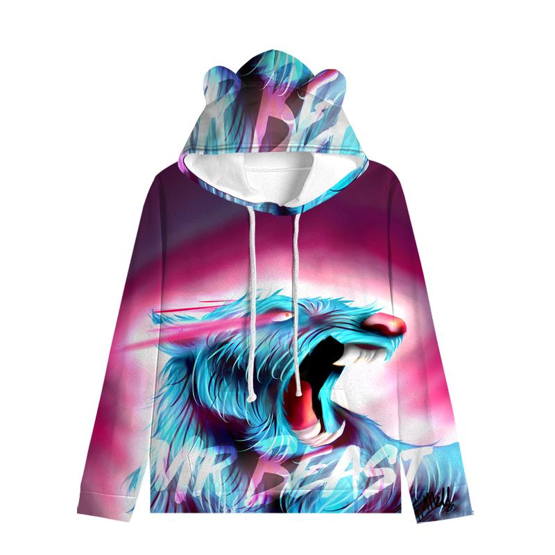 Толстовка с капюшоном Lightning Cat унисекс детская уличная одежда веснаосень мальчики девочки кошачьи ушки кавайные топы индивидуальная одежда 100 белый 1938₽