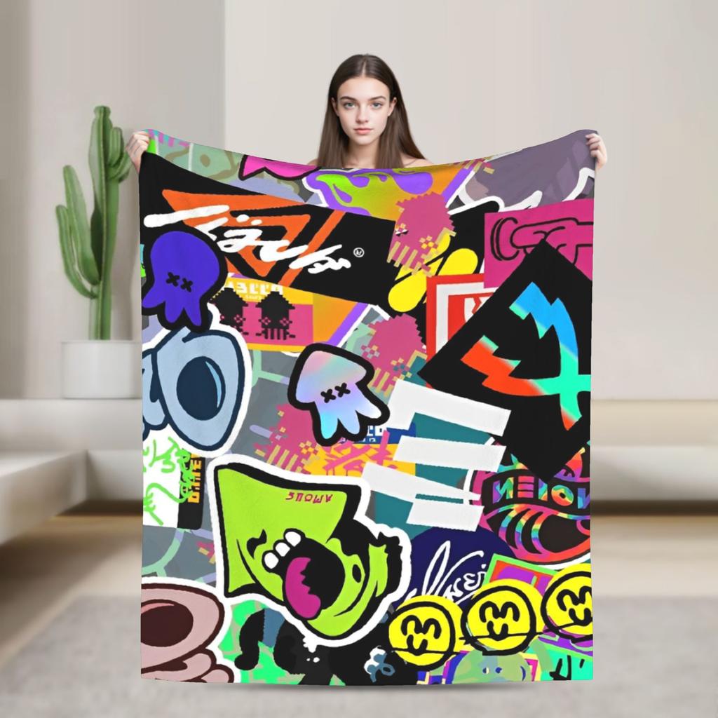 Splatoon Shoot Video Game Blanket Lightweight Warm Throw Blankets for Living Room 50x60 Inches Multiple Sizes Bedding Throws
