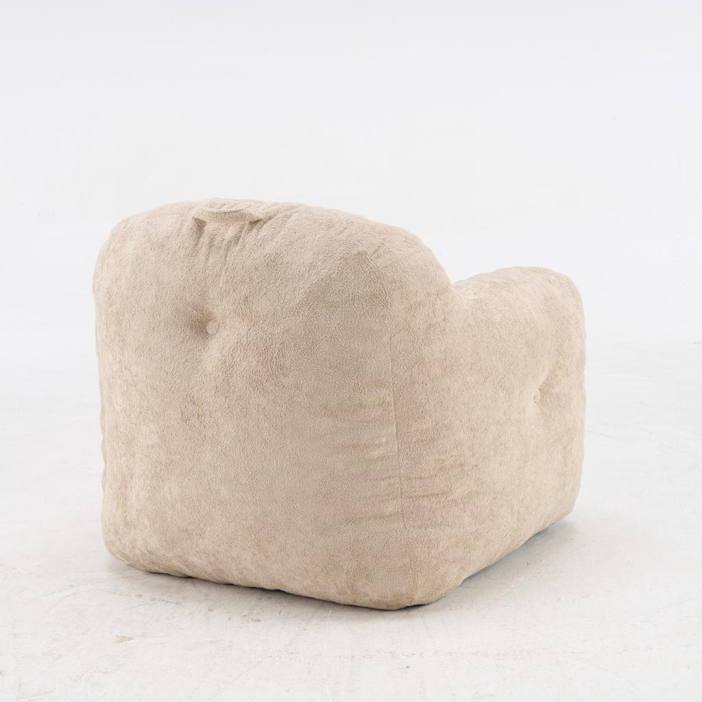 Bean Bag Chair with Shredded Sponge Filler ,Faux Fur Beanbag Sofa with Armrests , for Living Room, Bedroom & Reading,No Assembly Required ,Beige