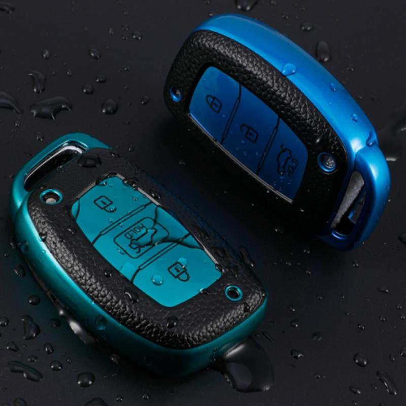 3 Knappar Ny TPU Läder Bilfjärrkontroll Nyckelfodral Skal För Hyundai Tucson Santa Fe Rena Sonata Elantra Creta Ix35 Ix25 i10 i30 i40