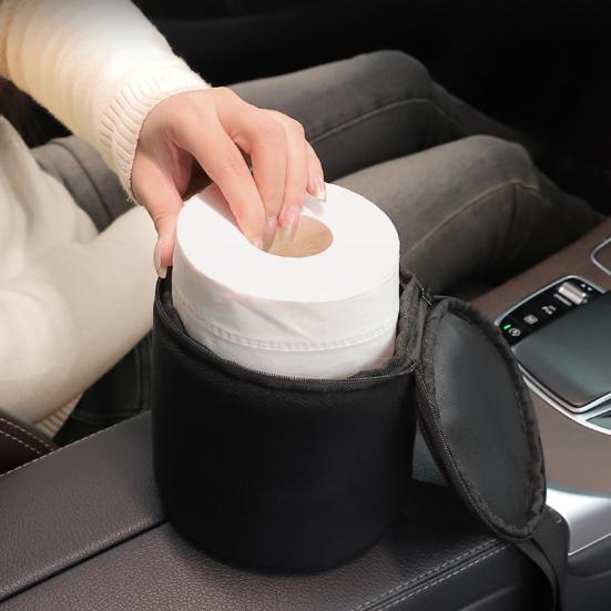 Car Tissue Box, Easy Installation Hanging Tissue Holder with Adjustable Strap, Universal Roll Paper Tissue Dispenser for Car Chair Back Sun Visor