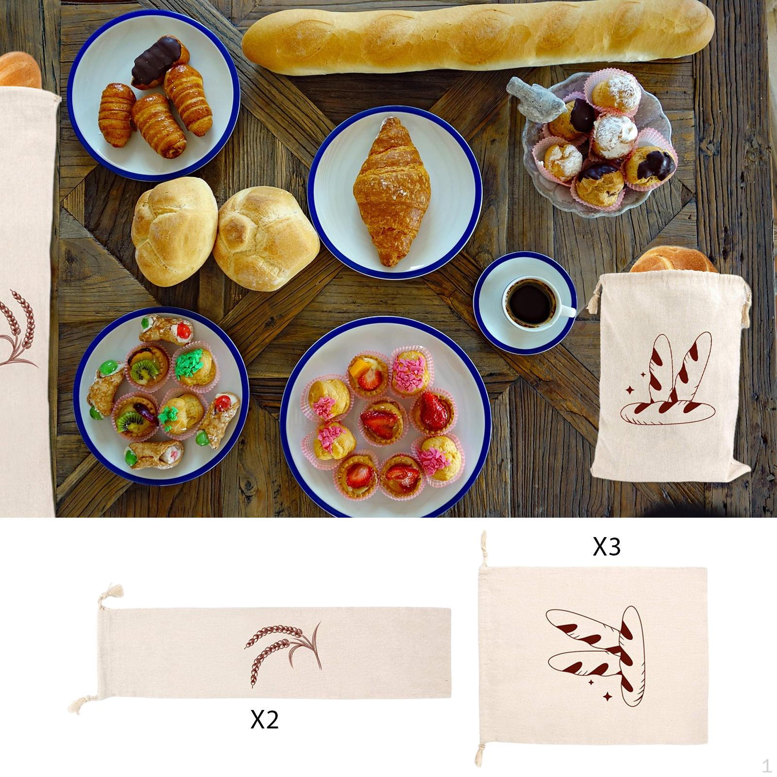 

Bread Bags Food Storage Bag Washable Gift Wrapping Practical Drawstring Pouch for Travel