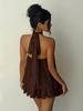 European & American Sexy Backless Halter Dress with Slim Waist & Fluffy Skirt