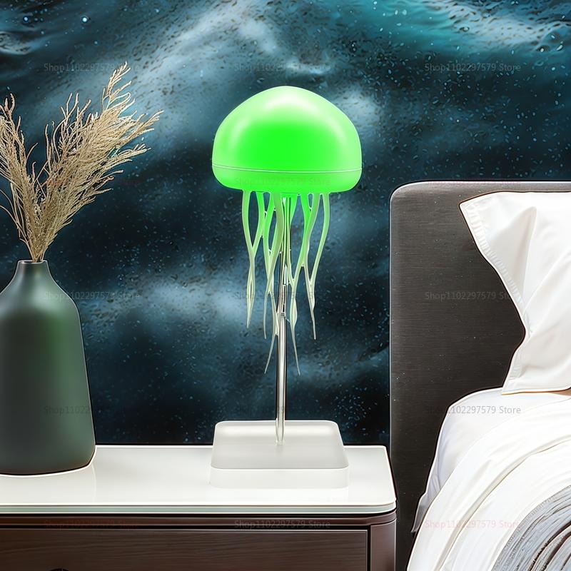 3D Bionic Jellyfish Night Lights RGB Gradient Cute Bedside Lamp Intelligent Voice Control Ambient Sensing Lights Table Lamp