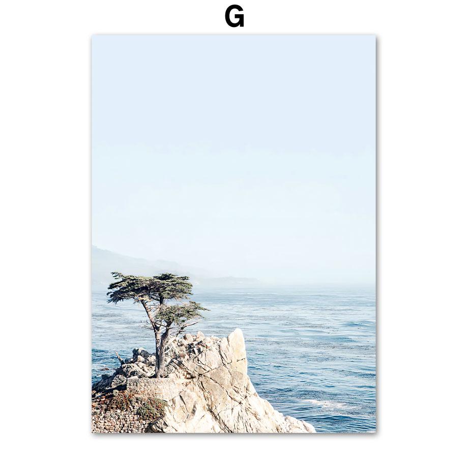 Фламінго Дошка для серфінгу Пляж Океанські хвилі Ракушка Настінне мистецтво Картини на полотні Тропічні плакати та принти Настінні картини для домашнього декору