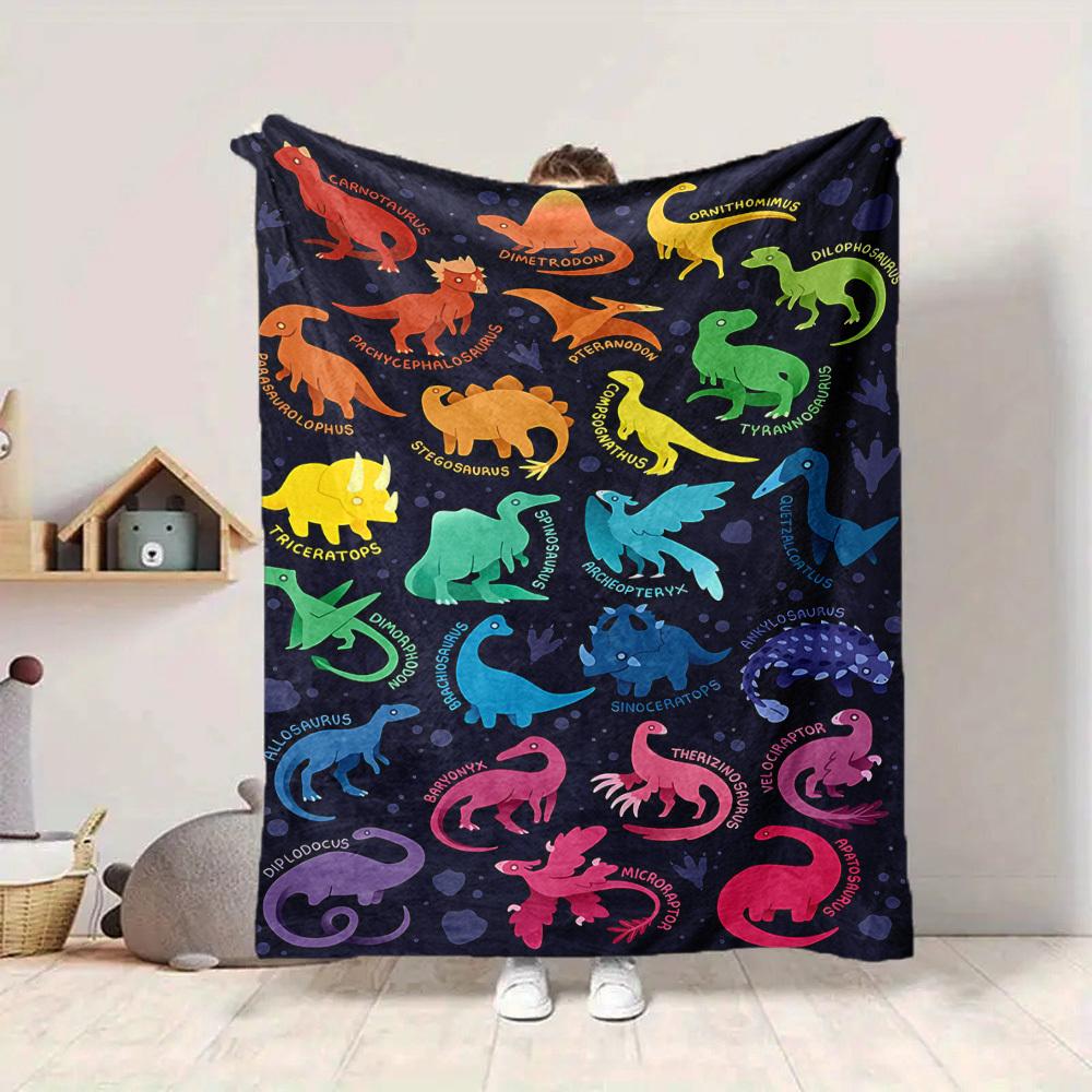 1pc DinoFest Lightweight Flannel Blanket, Comfortable and Warm Blanket, for Office and Camping Sofa Bed074