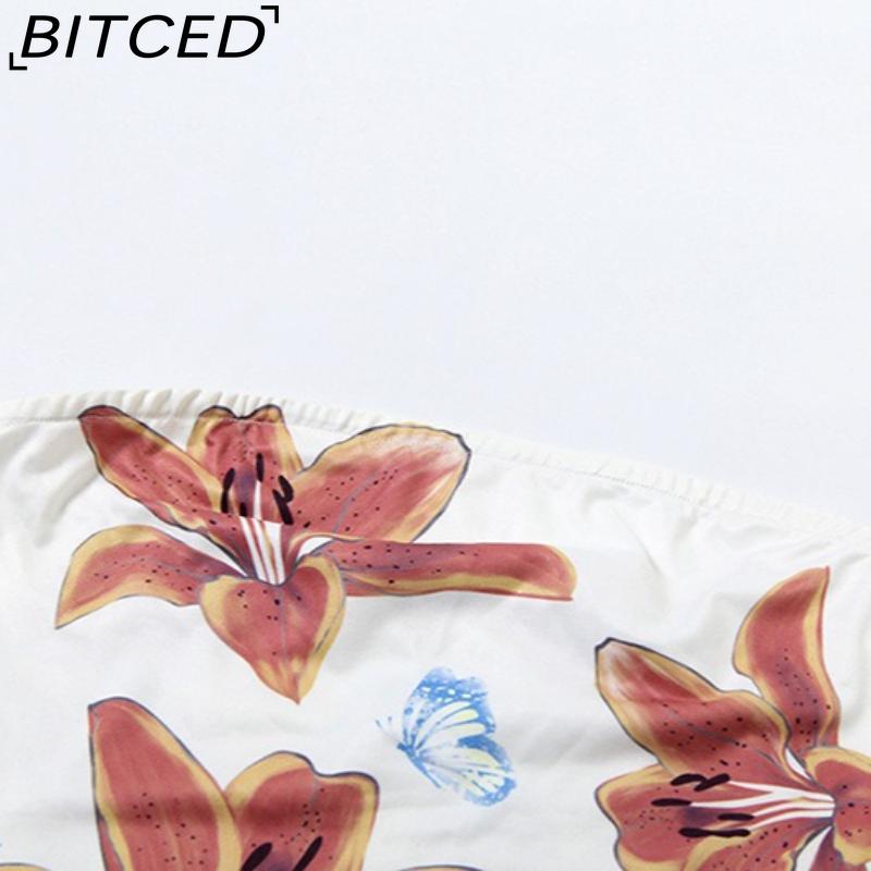 BITCED Summer Women's Streetwear Floral Print Sensual Crop-Top Bustier