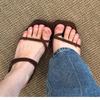 Simple Casual Toe Slip Strap Sandals Women's Summer Vintage Square Toe Wedge Outside Wear Slippers