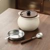 Borcan pentru untură cu corp rotund, ceramic, pentru depozitarea alimentelor, bej, pentru bucătărie