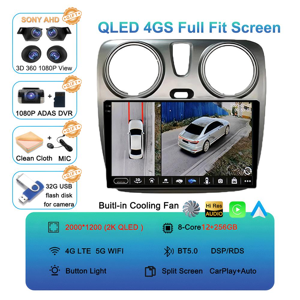 Android 14 Carplay Auto WIFI+4G For Renault Lodgy Dacia Dokker 2012-2020 Video Player Car Radio Multimedia Navigation GPS Stereo