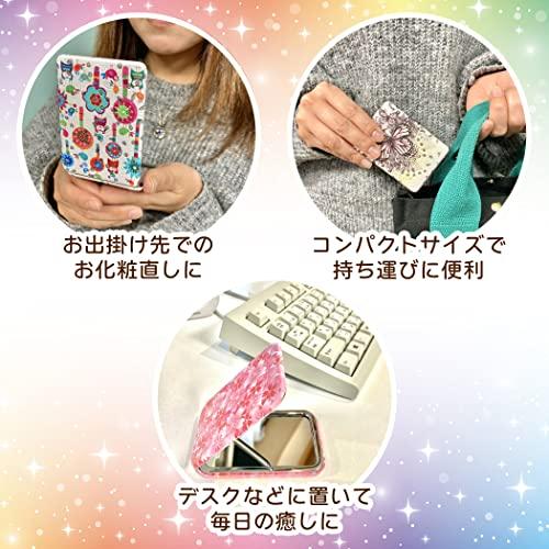 Sakura Romance Compact Mirror Hand Portable Folding 1x 2x Magnification Cute Pattern (Sakura Design D)