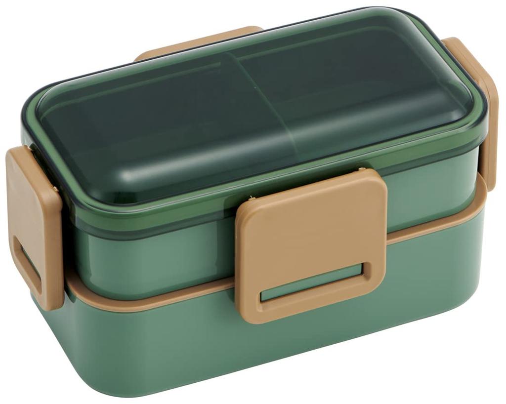 Skater Bento 600ml Made In for with a Soft Dishwasher and Microwave Nature Color Sage Green Box, 2-Tier, Capacity, Japan, Women, Dome-Shaped Lid,