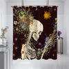 1pc Halloween Skull Print Waterproof Shower  Partition Privacy Hanging Curtain with 12 Hooks Multiple Sizes Machine Washable