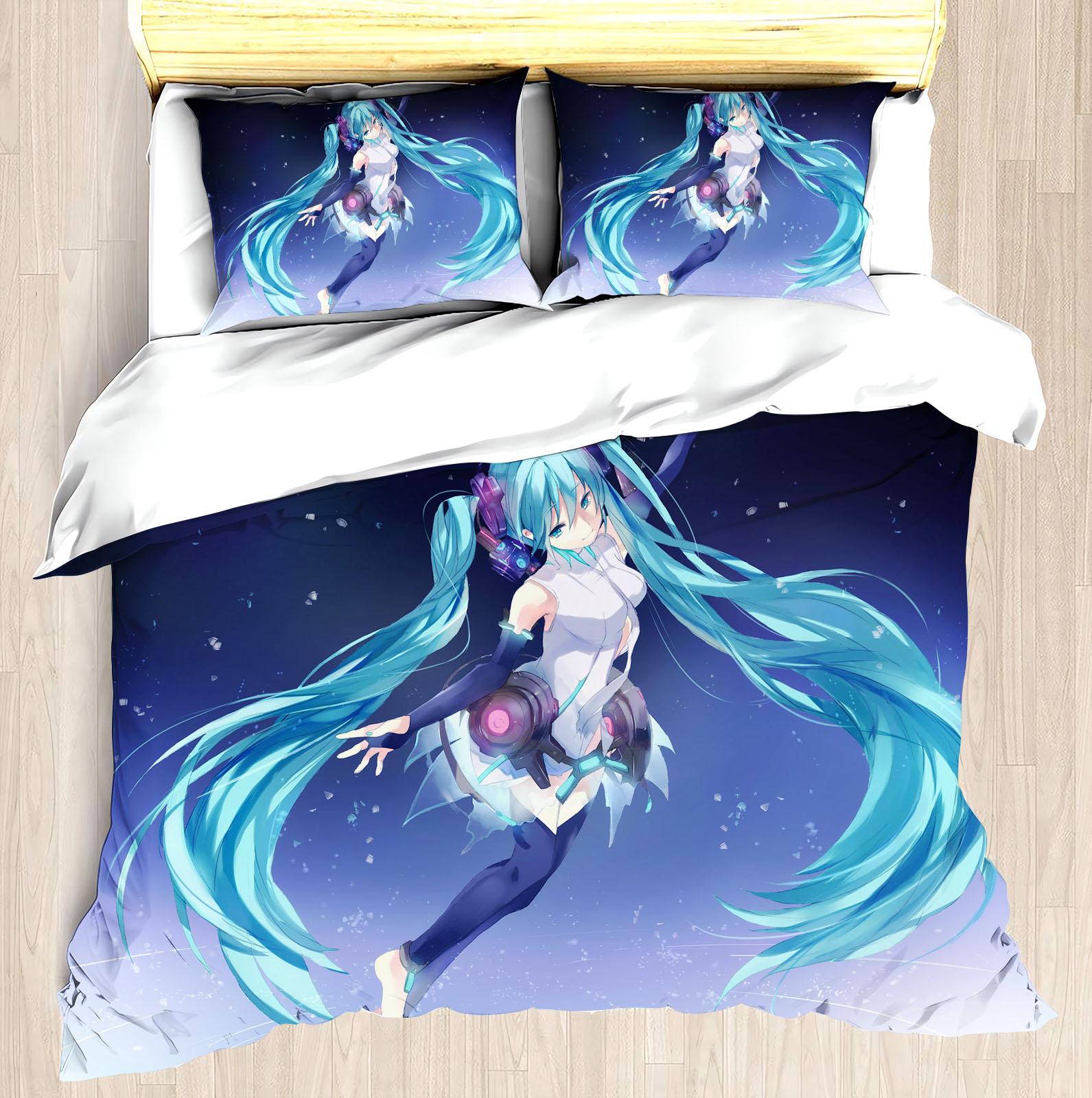 

Набір постільної білизни з ковдрою Hatsune Miku 3D Дитячий набір постільної білизни 3 предмети 1 наволочка на ковдру Розмір King 210X210CM