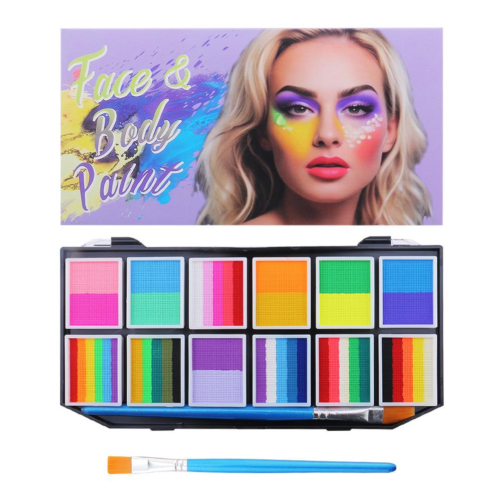 Face Paint Kit 12 Colors Water-Based Non-Toxic Washable Easter Face Paint Palette for Kids Party Halloween Cosplay