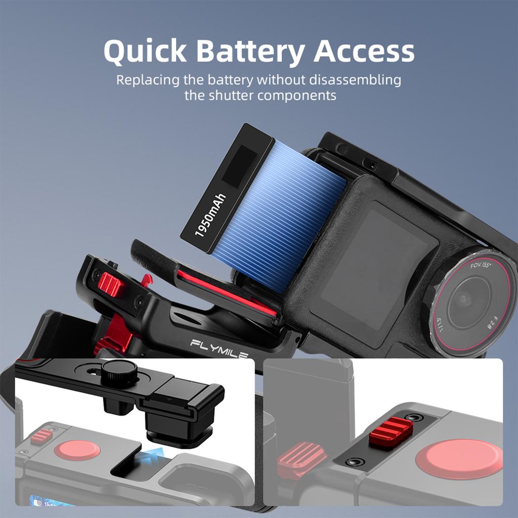 Camera Grip Holder for DJI Action 5 Pro/Action 4 Camera Grip Holder Metal Cage Quick-release Cold Shoe Camera Grip Handle Holder