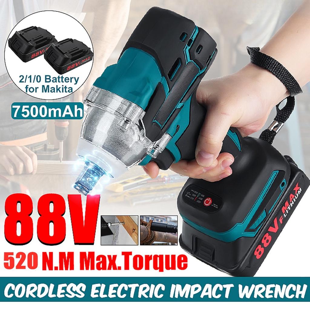 

520Нм 88В Бесщеточный Аккумуляторный Электрический Ударный Гайковерт Перезаряжаемый 1/2 дюйма Гайковерт Электроинструменты С 2 Аккумуляторами 1*Battery